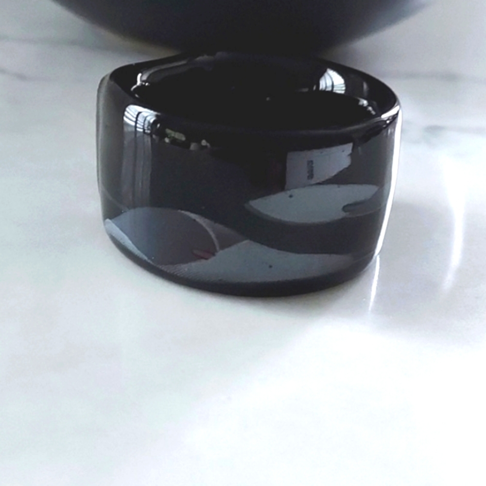 MIKASA Opus Black & Gray Ceramic Napkin Rings Japan Set Of 8 Vintage - Picture 7 of 7
